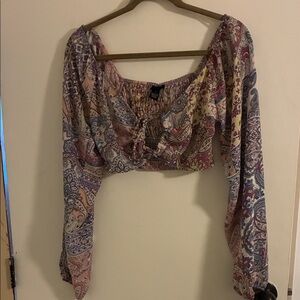 Rue21 Multicolor Paisley Off-Shoulder Crop Top